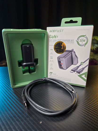 شاحن ايس فاست متعدد ايفون وتايب سي 30 واط GAN